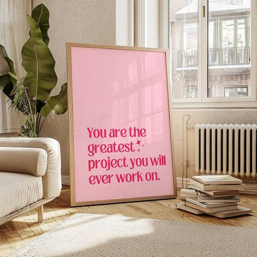 Pôster em tela com lema inspirador e moldura opcional, arte de parede decorativa moderna, pôster de afirmação com letras em tinta para decoração de casa, escritório, sala de estar e quarto - decoração de interiores para primavera e inverno - A - Ver 1
