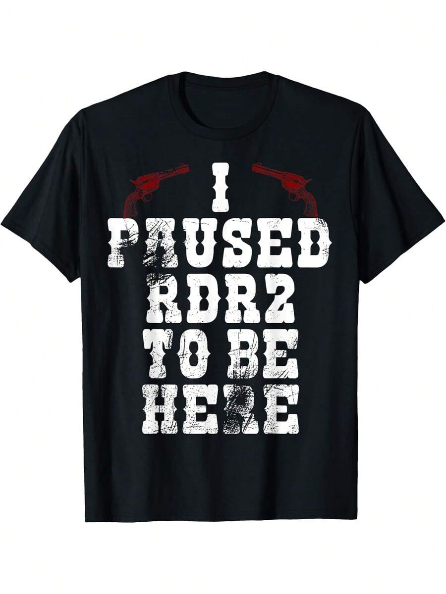 [I Paused, Joke Tee] JOKE T-SHIRT - I PAUSED To BE HERE T-Shirt - Black - View 1