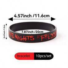 10 piezas de decoraciones temáticas de la fiesta de Five Nights at Freddy's con osos Freddy, suministros para fiestas temáticas de videojuegos de dibujos animados, pequeños regalos y recuerdos - Pulsera de látex de FNAF - Ver 3