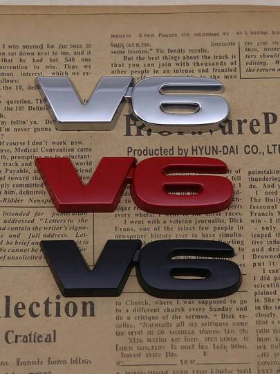 3D V6 V8 T 金属镀铬徽章贴纸，适用于 4Runner Tacoma Sequoia Limited - 带 V6 V8 标志的大排量车辆，用于汽车改装的金属侧面和后部贴纸，必备时尚外部汽车贴纸