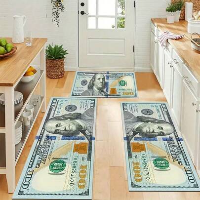 1 Stück Fußmatte mit Dollarbill Aufdruck, bequem und leicht zu reinigen, dekorative Fussmatte für Zuhause - geeignet für Küche, Badezimmer oder Eingangsbereich