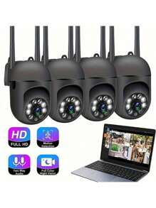 Caméra de sécurité sans fil HD 1080P avec vision nocturne en couleur, audio bidirectionnel, panoramique/inclinaison/zoom - Surveillance domestique intelligente WiFi intérieure/extérieure, convient aux jeunes et aux animaux de compagnie (carte mémoire non incluse)