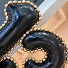 43pcs Black Number Column Balloon Set, Includes 32 Inch (81.28cm) Black Number Foil Balloons, Black & Metallic Gold Round Latex Balloons, Suitable For Anniversary, Birthday Decorations, Brides, Wedding Decor, Graduation, Festivals, Party Decor