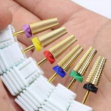 1pc Double Hand Use 5 In 1 Golden Tungsten Steel Nail Milling Drill Bits, Multi-Functional Carbide With High Hardness For Long-Term Gel Removal, 2.35mm Shank Diameter - Multicolor - View 4