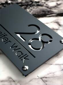 1 pieza Número de casa personalizado, Placa de número de casa acrílica de doble capa grabada en 3D moderna y personalizable, Señal de dirección exterior, Material duradero, Diseño elegante, Montaje superficial, Reutilizable, Multiusos, Personalizado, Adecuado para decoración del hogar, decoración de pared, decoración de calle, decoración de oficina, impresión gráfica