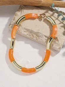 1pc Stylish Luxurious Simple Colorful Resin Bent Tube Necklace, Women Choker Necklace Suitable For Daily Wear And Party - Resin Necklace - View 11