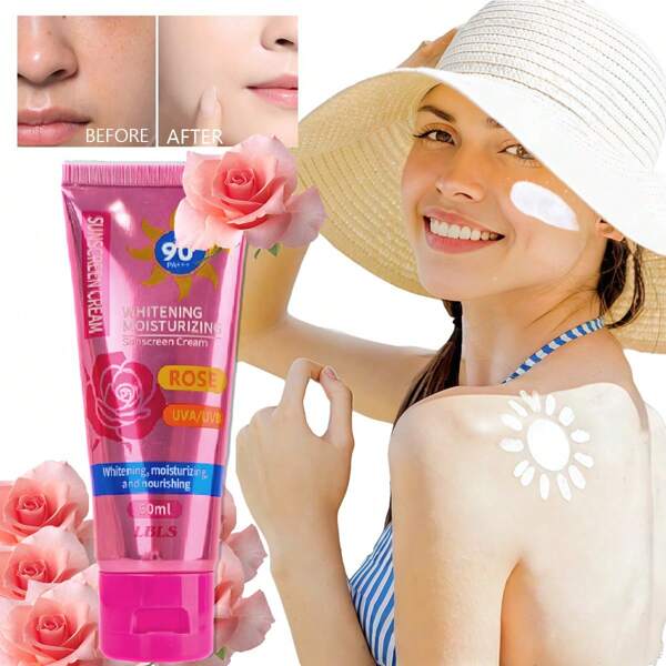 1/2PCS Sunscreen, Multi Effect Repair And Isolation BB Cream, Rose Fragrance, High Protection, Sunscreen And Isolation In One, Moisturizing, Oil Control, Concealer, Invisible Pores, Waterproof And Sweat Proof, Farewell To Tanning And Aging, Do Not Pull Out Dry After Sunburn, Preferred For High-Intensity Outdoor Activities, Necessary For Seaside Vacations, And A Wonderful Tool For Lazy Commuters, Easy To Carry