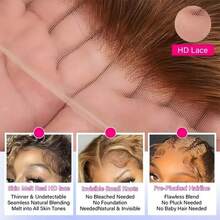 250% Highlight Deep Wave Human Hair Deep Wave Lace Wig Glueless Human Hair Wig 13x6x1 T Part Lace Front Wigs With Baby Hair Deep Curly Wave Wig Chocolate Brown Deep Wave Human Hair Wig For Women Quick Ship Items - Ombre - View 10