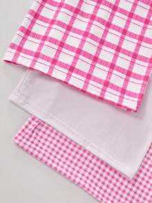 3 件套女士休闲 7/10 长度短裤，格子，条纹印花，松紧腰，宽松睡衣/家居裤 - 彩色 - 查看 5