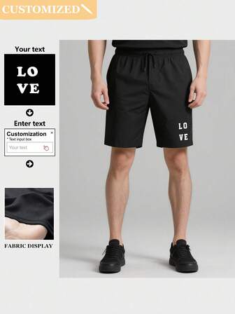 Personnaliser une paire de shorts, entrer le texte souhaité et en faire un cadeau pour les amis ou les proches