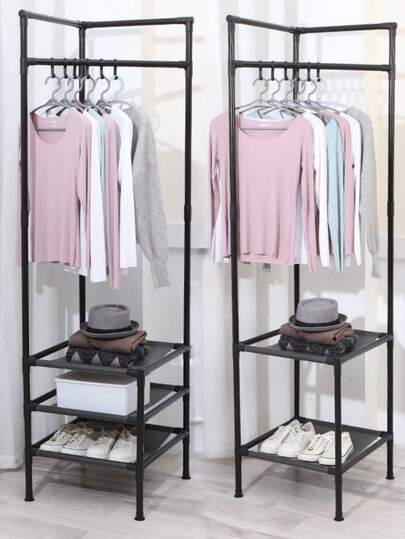 1pc Multi-Function 25mm Thickened Pipe Wall-Mounted Coat Rack, Floor Standing Coat Hanger, More Stable And Load Bearing, Movable, Fashionable, Easy To Disassemble And Install, Portable, Suitable For Living Room, Bedroom, Entryway, Office, Holiday & Kids Gift