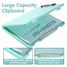 zhiquanqihan 1pc 2-In-1 A4 Document Board Clamp & Storage Box - Portable Colorful Writing Board Clip ,Suitable For School And Office Use - Back To School ,School Supplies,Office Supplies,Christmas Gifts,New Year's Gifts(Pink/Purple/Mint Green/Light Blue/Milky White/Transparent White/Yellow/Black)