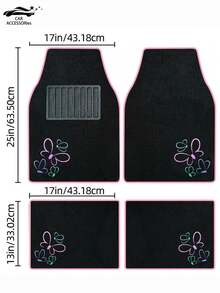 Set de 4 alfombrillas de coche con diseño de mariposa - Alfombrillas de interior de coche premium, bordadas antideslizantes y duraderas, aplicables a protectores de asiento y tapizado interior, accesorio universal para coche - Multicolor - Ver 3