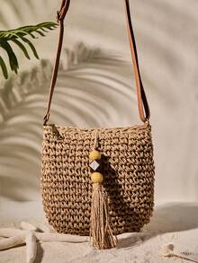 Tropiscape 时尚百搭的夏季手工大容量编织草编单肩包，适合海滩和休闲场合，是夏季度假的理想之选，也是沙滩包的完美搭档。完美契合夏季、度假和日常使用，是旅行必备单品，营造轻松惬意的度假氛围，是秋季、圣诞节、冬季圣诞节的理想礼物之选。