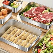 Reusable 2/3 Pieces Stainless Steel Food Storage Containers: Leakproof, Great For Fruits, Meats, Vegetables, Easy To Clean, Stackable Kitchen Organizers For Refrigerator, Freezer And Pantry - 銀色 - 查看 9