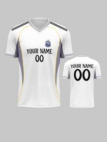 Customized Jersey, Real Madrid, 210g Breathable Quick-Dry, Suitable For Men, Tops, Men Sports Team Club Training V-Neck Football Shirt With Front & Back Name, Number, Logo Printing, Comfortable Fit For Casual, Party, Daily Wear, Spring/Summer,Stylish,Fashion,Hipster,Casual,Minimal Chic,Personalized,Customized,Custom,Unique,Guy Costumes,Capsule Wardrobe,Men Basic/Street Style,Ideal Gifts For Him,Boyfriend,Family,Friends,For Birthdays,For Vacation/Holiday,For School/Competition,For Sports/Climbing - Multicolor - View 10