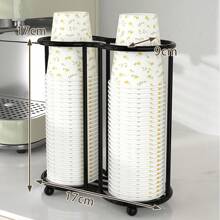 1 pieza Dispensador de vasos de papel desechables multifunción, soporte para vasos de enfriador de agua, estante para vasos de escritorio sin perforación, soporte para vasos de fácil almacenamiento, portavasos creativo, higiénico, ordenado, esencial para reuniones familiares, fiestas y eventos, color dorado de alta gama