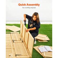 Outdoor Waterproof Wooden Storage Shed For Garden Tools - 58x78 Inch Durable Organizer - Beige - View 3