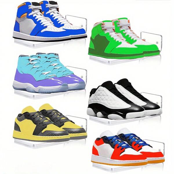 4/6/8 piezas Estantes de almacenamiento de pared de acrílico para almacenamiento de pared, exhibición colgante de zapatos, estante para zapatos, estantes flotantes de pared, estante para coleccionar, acrílico con película protectora a ser retirada antes de usar