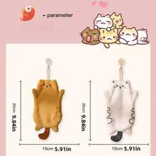 1pc,Stylish Cartoon Embroidery Hand Towel - Decorative Hanging Towel With 3D Plush Texture, Multi-Purpose Absorbent Kitchen & Bathroom Accessory For Modern Home Decor