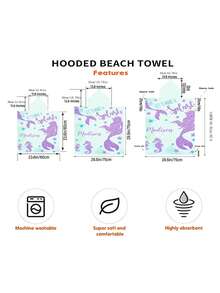 1pc Mermaid Print Hooded Robe - Super Soft Microfiber Beach Pattern, Suitable For Men, Women, Couples As Gift - Beach & Home Decor, Couple Cape | Microfiber Bathrobe, Suitable For All Holidays Back To School - Multicolor - View 4