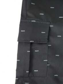 1 件男士多口袋印花工装短裤，宽松运动短裤，适合夏季海滩度假、日常休闲通勤、户外徒步、健身、跑步、宽松休闲时尚短裤、夏季街头百慕大短裤 - 黑色 - 查看 2