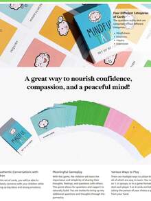 正念学院 - 儿童正念游戏：儿童与家长正念对话卡 - 促进真诚而有意义的对话 - 有助于理解情绪、提高沟通技巧并激发深思熟虑的讨论 - 藍色 - 查看 5