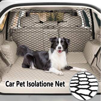 Pet Car Interior Partition Pet Dog Isolation Net For Car Trunk Elastic Safety Barrier With Mesh Design Adjustable Pet Protection Cover For SUVs And Cars Hook Fixing Durable Car Safety Barrier,Dog Car Barrier|Dog Car Travel Accessories|Car Safety Accessories