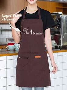 1pc Customized Black Kitchen Cooking Apron, Modern Polyester Oil-Proof Apron, Black Kitchen Apron, Polyester Apron For Garden, Kitchen And Housework Perfect For Home, Restaurant, And Kitchen Cooking - Multicolor - View 4