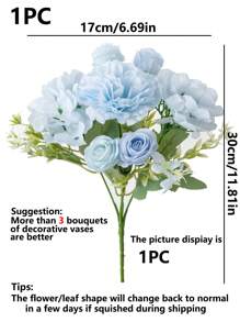 1/3PCS Artificial Roses Flowers Bouquet Silk Hydrangea Wedding Decoration, Home, Dining Room, Bedroom, Vase Decoration, Holiday Birthday Party Accessories, Wedding Scene Scenery Decoration, Flowers, Valentine's Day Gifts, New Year DIY Materials