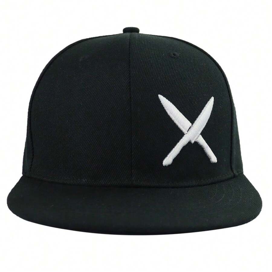 Black Chef Hat For Men Women, Cool Knives Chef Cooking Flat Bill Snapback Baseball Cap, Funny Chef Gift For Dad Baker Grilling Boys Birthday Christmas - 黑色 - 查看 1