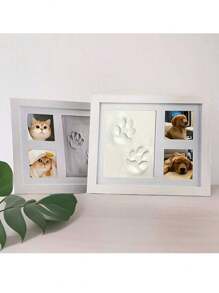 1pc DIY Pet Paw Print Photo Frame, Dog, Cat And Pet Paw Print Souvenir Kits And Picture Frame Souvenirs Paw Print Clay Molds, Pet Paw Pattern Memorial Set Gift
