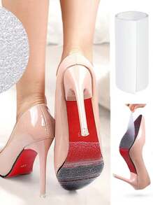 1/2pcs Non-Slip Shoe Sole Protector, Quiet Shoe Bottom Pads For Women, Anti-Slip Sticker For Gym/Workout, Transparent High Adhesive Anti-Wear Shoe Bottom Protector, Trimable Anti-Slip Mat