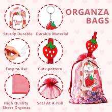 12套/48件可爱草莓团队礼品套装，包括12支草莓圆珠笔、12张贺卡、12个草莓钥匙扣和12个礼品袋，适合办公室职员、志愿者、护士、教师、同事团队建设和退休礼物 - 紅色 - 查看 5