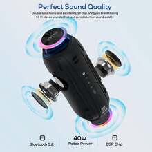 Portable Bluetooth Speaker, Speakers Bluetooth Wireless, IPX7 Waterproof Shower Speakers, Loud Stereo, Deep Bass, RGB LED Lights, For Party, Home And Outdoor, Black - 黑色 - 查看 4