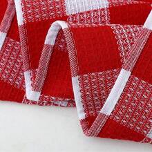 1/2 Ultra Soft Red And White Waffle Pattern Kitchen Towels, Modern Polyester Dish Cloths, Lightweight And Easy To Wash, Suitable For Home And Vacation Decor