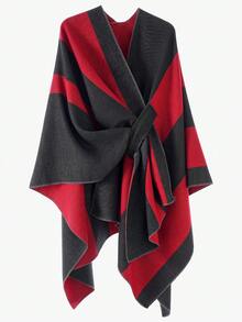 1 Áo choàng Poncho họa tiết kẻ caro đơn giản, thanh lịch, màu sắc tương phản dành cho nữ, thiết kế nhẹ nhàng, chống gió, ấm áp cho trang phục mùa xuân, thu và đông - Nhiều màu - Xem 8
