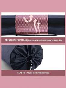 1pc Yoga Mat Carrying Bag, Yoga Net Bag, Breathable Storage Mesh Bag, Portable Yoga Tote, Fitness Exercise Carrier For Yoga Mat Storage