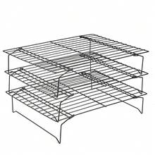 Cooling Rack, 3 Tier Carbon Steel Nonstick Wire Rack Cooling Oven Tray Baking Grilling Racks For Cake Cookie Bread, Collapsible & Expanded, 13.39 X 9.65 X 7.68 Inch - Black - View 2