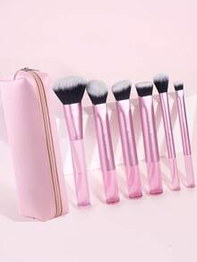 MAANGE 6支装方形铝制化妆刷套装，含化妆包，包括粉底刷、腮红刷、散粉刷、眼影刷、遮瑕刷、高光刷、修容刷、鼻影刷等，是旅行化妆的理想之选，也是送给女性和女孩的礼物。 - 粉色 - 查看 1