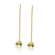 2 Peças Brincos de Corrente Dourada em Forma de Coração Simples e Elegantes, Brincos com Borla em Forma de Coração Minimalista, Joias da Moda para Meninas