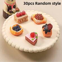 30 件/20 件/10 件/5 件甜点系列、树脂 DIY 配件、冰箱贴、过家家道具、娃娃屋迷你蛋糕模型 1:12、微型调味品、锡罐和微型瓶子装饰