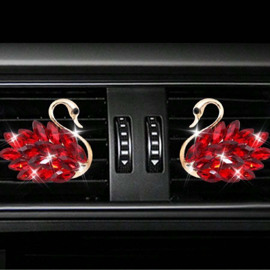 Bling Horse Eye Crystal Swan Alloy Pair Goose Car Air Outlet Ornaments Car Air Outlet Decorating Clips