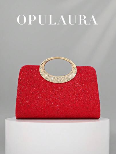 Borsetta da sera da donna di OpulAura, impreziosita da strass, borsa a clutch scintillante e di lusso decorata con diamanti, adatta per gala, feste, balli, compleanni, matrimoni come regalo