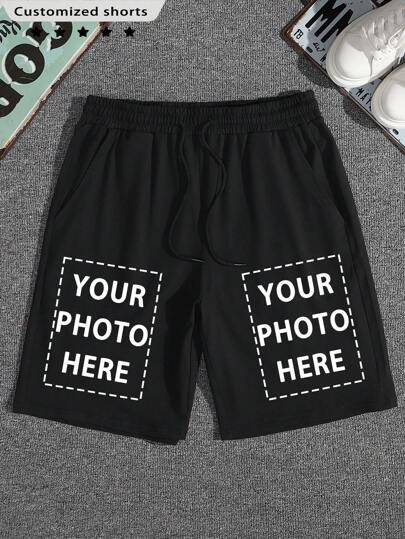 Personalized Photo Customized Men's Casual/Sports Shorts, Spring/Summer, Upload Your Photo/Selfie/Lover/Family/Pet/Friend/Landscape, Add Text/Name/Slogan/Fun Message/Blessing, Holiday Gift, Valentine's Day/Birthday/Anniversary Photo Customization