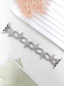 1 pièce Bracelet élastique en alliage de zinc doré avec étoile de mer simple et pour femmes. Compatible avec les bracelets de montre de 38/40/41/42/44/45/49 mm. Compatible avec les séries Ultra2/SE/9/8/7/6/5/4/3/2/1. Bracelet de montre femme style océan. Accessoire de mode de qualité pour femme. Bracelet/sangle pour montre connectée. Sangle personnalisée et unique, cadeau pour la Saint-Valentin ou la Fête des Mères