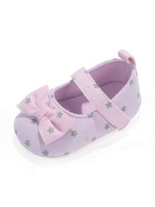 Scarpe da principessa nuove per neonati, primavera/estate, con motivo carino a fiocco e stelle, morbide, antiscivolo, per bambine che imparano a camminare 0-1 anno, con gancio e passante, per uso interno ed esterno, idee regalo per bambini