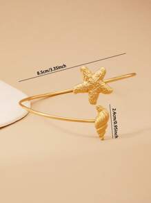 1 Stück Sommer Ozean Urlaub Stil Seestern geformter Armreif mit Kunstperle und verstellbarer Öffnung als Oberarm Armband