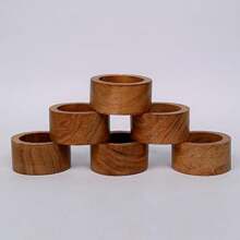 SHEIN X Heather Rae SAMHITA Handmade Acacia Wood Napkin Ring Set Of 12 For Dining Anniversary Birthday Christmas Napkin Ring For Home And Kitchen Decor