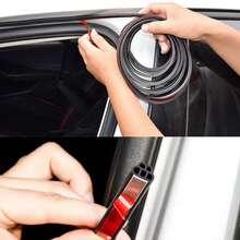 All-Round Car Door Seals, Double Layer Thickened Noise Reduction, Waterproof Car Weatherstrips, 5 Hole Rubber Door Edge Guards For Sound Insulation And Shock Absorption, General Car Weatherstrips, Auto Accessories - Black - View 5